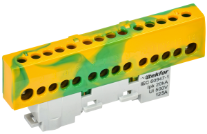 TEKFOR Шина PE земля изолированная на универсальном держателе 8х12-14-ЖЗ IEK