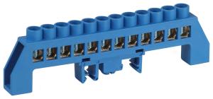 Шина NO-224-112 N ноль в комбинированном изоляторе на DIN-рейку ШНИ-8х12-12-Д-синий