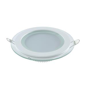 Светильник светодиодный ДВО 6 Вт 450 лм 3000К AC 220В IP20 круг D100х36мм монт d70мм Алюминий с декоративным стеклом Glass Gauss