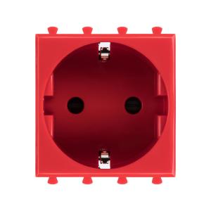 Avanti Розетка ''Красный квадрат'', 2P+E, с защитными шторками, 2 модульная