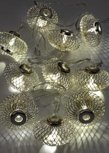 Гирлянда-Фонарики лофт метал. сереб диаметр 5х3см 10LED