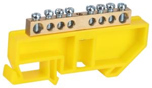 Шина NO-224-89 PE земля на DIN-изоляторе ШНИ-6х9-8-Д-желтый
