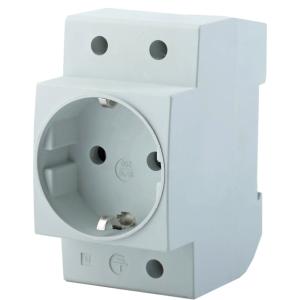 Розетка на DIN-рейку 1-местная c/з, серый