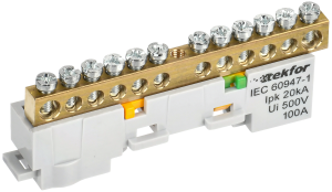 TEKFOR Шина PE земля неизолированная на универсальном держателе 6х9-12-Ж IEK