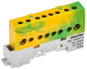 TEKFOR Шина PE земля изолированная на универсальном держателе 8х12-8-ЖЗ IEK