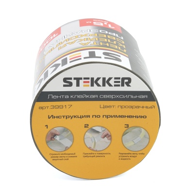 Лента клейкая сверхсильная 0.7х100мм прозрачная 1.5м STEKKER