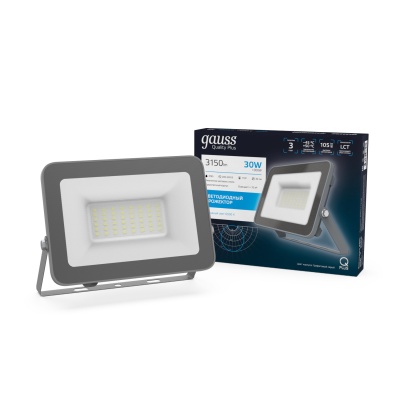 Прожектор светодиодный ДО 30 Вт 3150 лм 6500К AC 220В IP65 128х28х160мм матрированное закаленное стекло Qplus Gauss