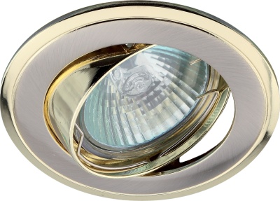 Светильник встраиваемый литой поворотный двойной контур MR16 KL22 А SN/G ,12V/220V, 50W сатин никель/золото (100/