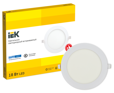 Светильник светодиодный встраиваемый ДВО 1608 белый круг LED 18Вт 6500 IP20