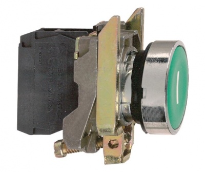 Кнопка зеленая без фиксации 22 мм 1но