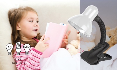 Светильник настольный на прищепке черный матовый N-102-E27-40W-BK