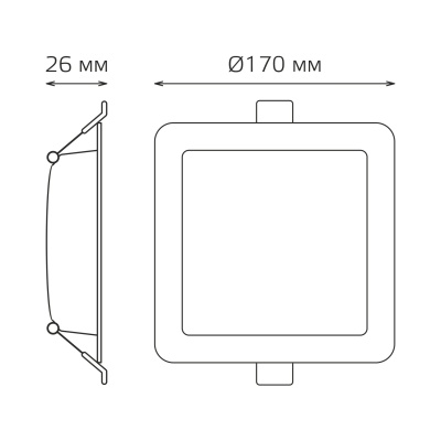 Светильник светодиодный ДВО 18 Вт 1600 лм 4000К AC 220В IP20 квадрат 170х170х26мм монт разм 140х140мм Пластик Basic Gauss