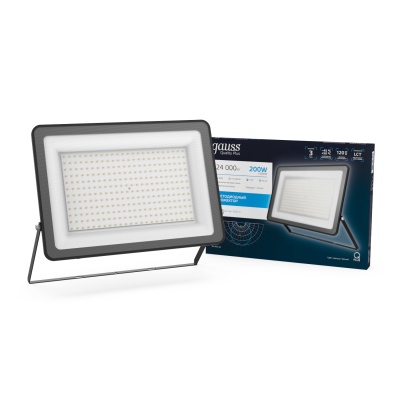 Прожектор светодиодный ДО 200 Вт 24000 лм 6500К AC 220В IP65 290х32х400мм матрированное закаленное стекло Qplus Gauss