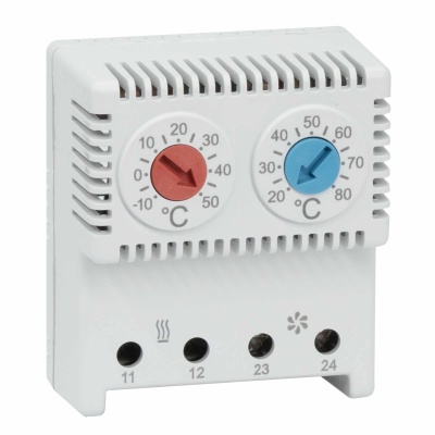 Термостат сдвоенный диапазон температур для NC контакта - 10-50 гр. для NO +20+80 гр.