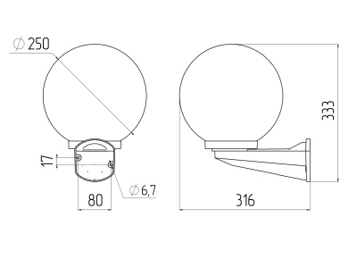 Светильник настенный НБУ 01-60-251 шар опаловый IP44 Е27 max60Вт d250mm с настенным крепежом