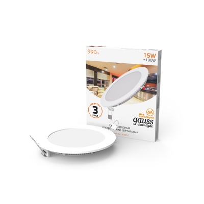 Светильник светодиодный ДВО 15 Вт 990 лм 3000К AC 220В IP20 круг D170х22мм монт d155мм Алюминий тонкий Slim