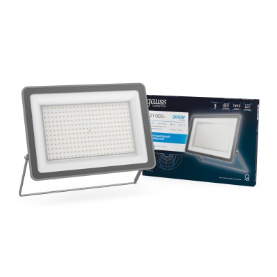 Прожектор светодиодный ДО 200 Вт 21000 лм 6500К AC 220В IP65 290х32х400мм матрированное закаленное стекло Qplus Gauss