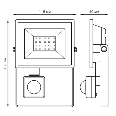Прожектор светодиодный ДО 20 Вт 1900 лм 6500К AC 220В Черный IP65 161х118х40мм с датчиком движения Elementary-S Gauss