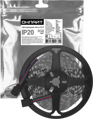 Лента светодиодная 14.4Вт/м 24В RGB IP20 60 LED/м OLS-5050 5м