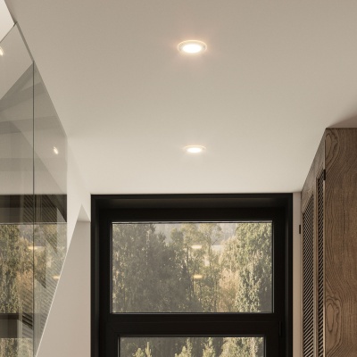 Светильник светодиодный ДВО 6 Вт 450 лм 3000К AC 220В IP20 круг D100х36мм монт d70мм Алюминий с декоративным стеклом Glass Gauss