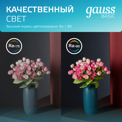 Светильник светодиодный ДВО 9 Вт 720 лм 4000К AC 220В IP54 круг D110х44мм монт d75мм Алюминий Basic Gauss