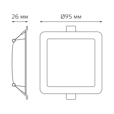 Светильник светодиодный ДВО 5.5 Вт 460 лм 4000К AC 220В IP20 квадрат 95х95х26мм монт разм 75х75мм Пластик Elementary Gauss