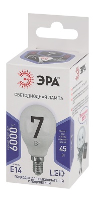 Лампа светодиодная LED 7 Вт 560Лм 6000К шар холодный E14 170-265В LED P45-7W-860-E14 Standart