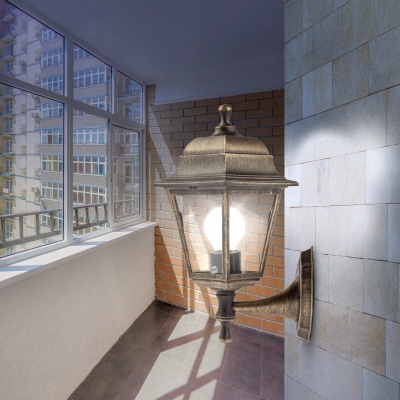 Светильник настенный НБУ 04-60-001 четырехгранный под бронзу IP44 Е27 max60Вт