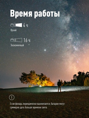 Фонарь-прожектор аккумуляторный , 3W LED, аккум. 4V 2Ah, 240Lm, 16 часов,