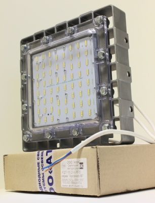 Светильник светодиодный ДСП-65Вт, IP67, 5000К, 9700Лм, взр 1ExsIIT6X, 120 град., f 0.55, ~220в, крюк/скоба/труба 3/4, Arsenal-M