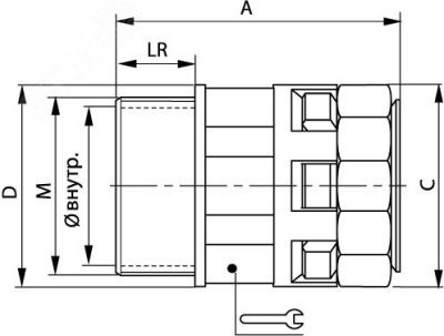 Муфта 29мм труба-коробка DN М32х1.5 полиамид черная