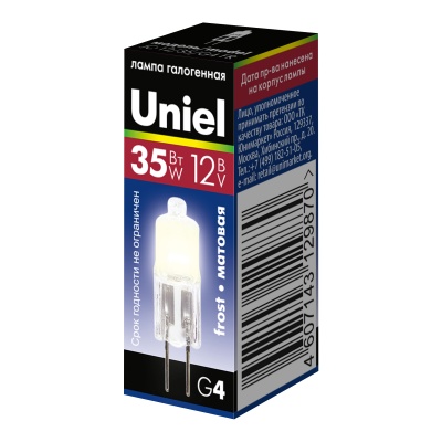 Лампа галогенная матовая капсульная 12 В 35 Вт цоколь G4 Картонная коробка JC-12/35/G4 FR