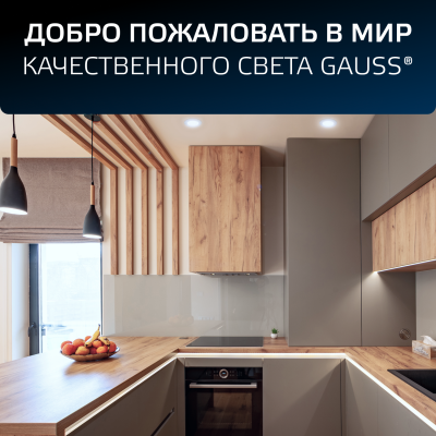 Светильник светодиодный ДВО 5.5 Вт 460 лм 4000К AC 220В IP20 квадрат 95х95х26мм монт разм 75х75мм Пластик Elementary Gauss