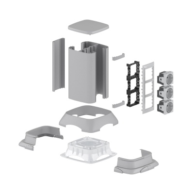 Миниколонна алюминиевая, 0.25м, цвет темно-серебристый металлик, RAL 9006, ДКС