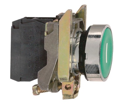 Кнопка зеленая без фиксации 22 мм 1но