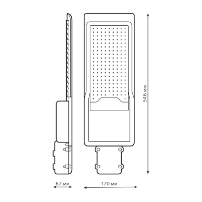 Светильник уличный консольный ДКУ 120 Вт 11000 лм 5000К AC 220В IP65 546х170х67мм широкая КСС Ш Avenue Gauss