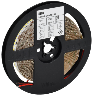Лента светодиодная 5м SMD2835 240LED/м 22Вт/м IP20 ширина 10мм 24В холодный белый IEK