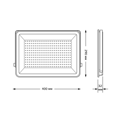 Прожектор светодиодный ДО 200 Вт 21000 лм 6500К AC 220В IP65 290х32х400мм матрированное закаленное стекло Qplus Gauss
