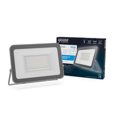 Прожектор светодиодный ДО 50 Вт 5250 лм 6500К AC 220В IP65 150х28х185мм матрированное закаленное стекло Qplus Gauss