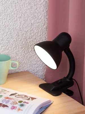Светильник настольный на прищепке черный матовый N-102-E27-40W-BK