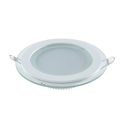 Светильник светодиодный ДВО 6 Вт 450 лм 3000К AC 220В IP20 круг D100х36мм монт d70мм Алюминий с декоративным стеклом Glass Gauss