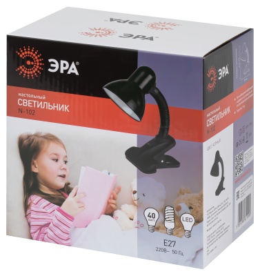 Светильник настольный на прищепке черный матовый N-102-E27-40W-BK