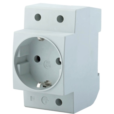 Розетка на DIN-рейку 1-местная c/з, серый